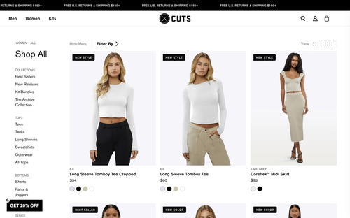 Cuts Clothing website screenshot