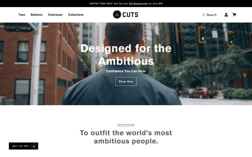 Cuts Clothing website