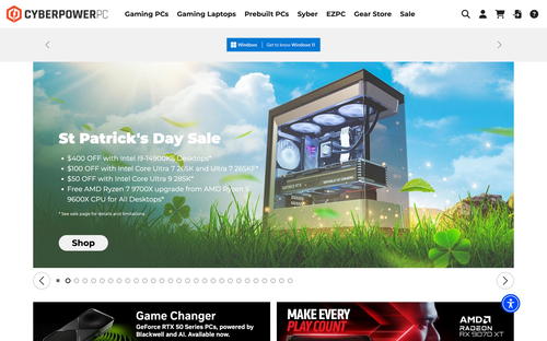 CyberPowerPC website screenshot