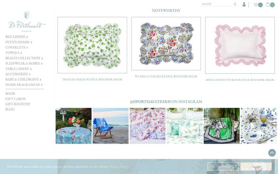 D. Porthault website