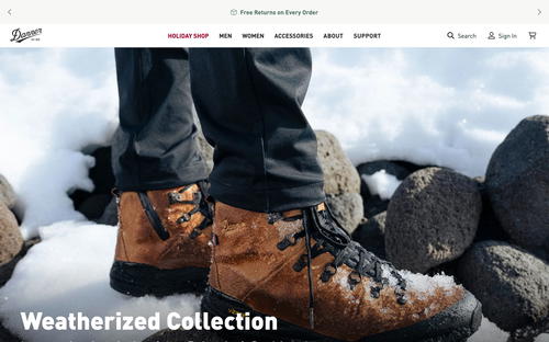 Danner website screenshot