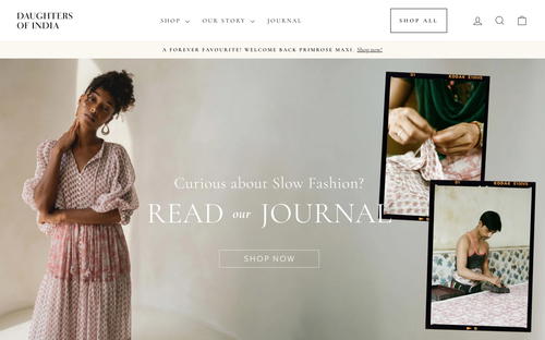 Daughters of India website screenshot