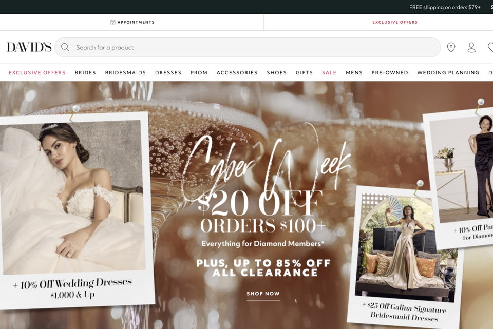 David's Bridal website