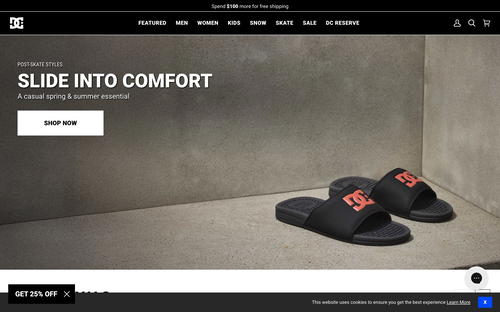 DC Shoes website screenshot