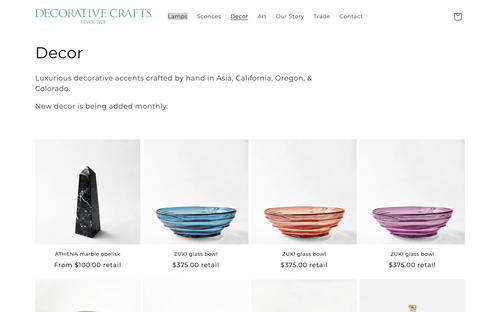 Decorative Crafts website screenshot