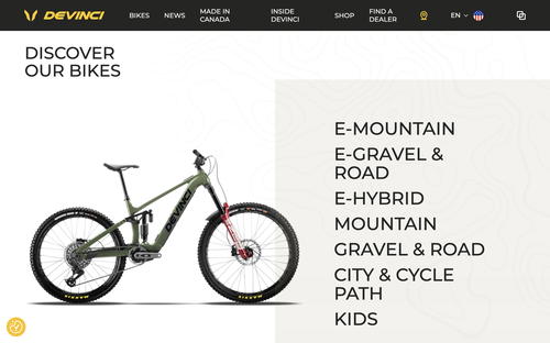 Devinci website screenshot