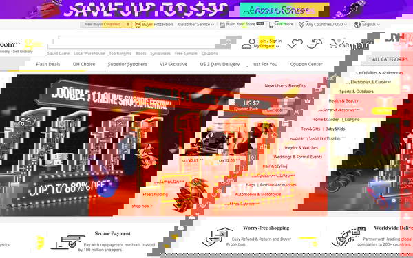 DHgate.com screenshot