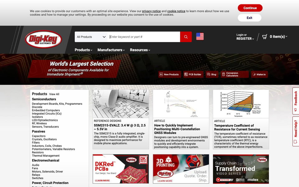 Digi-Key Electronics website