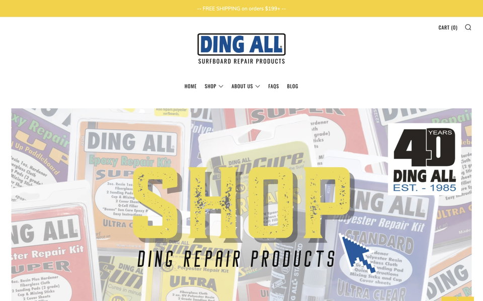 Ding All Surf Products website