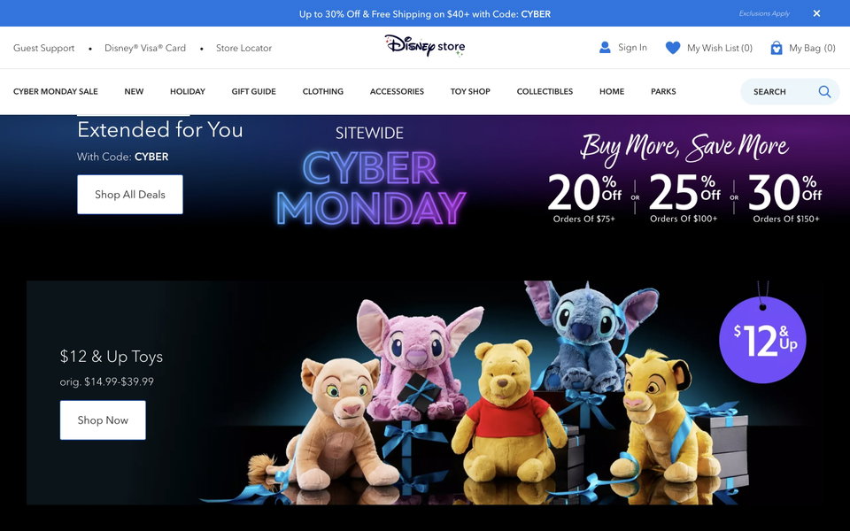 Disney Store website