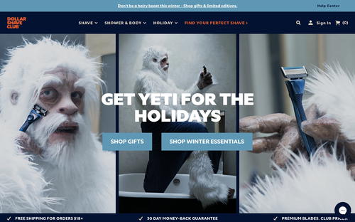 Dollar Shave Club website screenshot