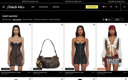 Dolls Kill website screenshot