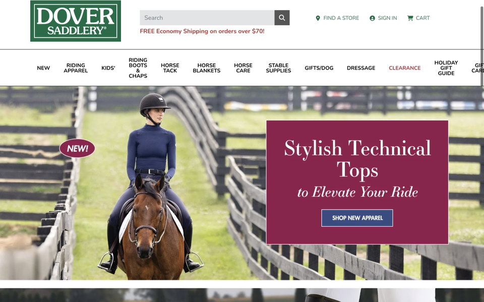 Dover Saddlery website