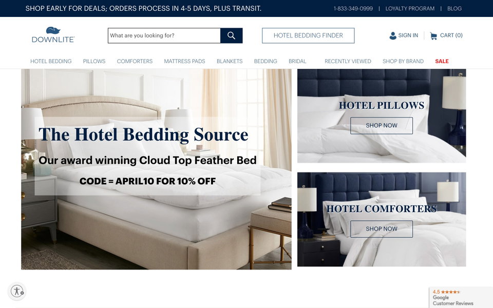 Downlite Bedding website