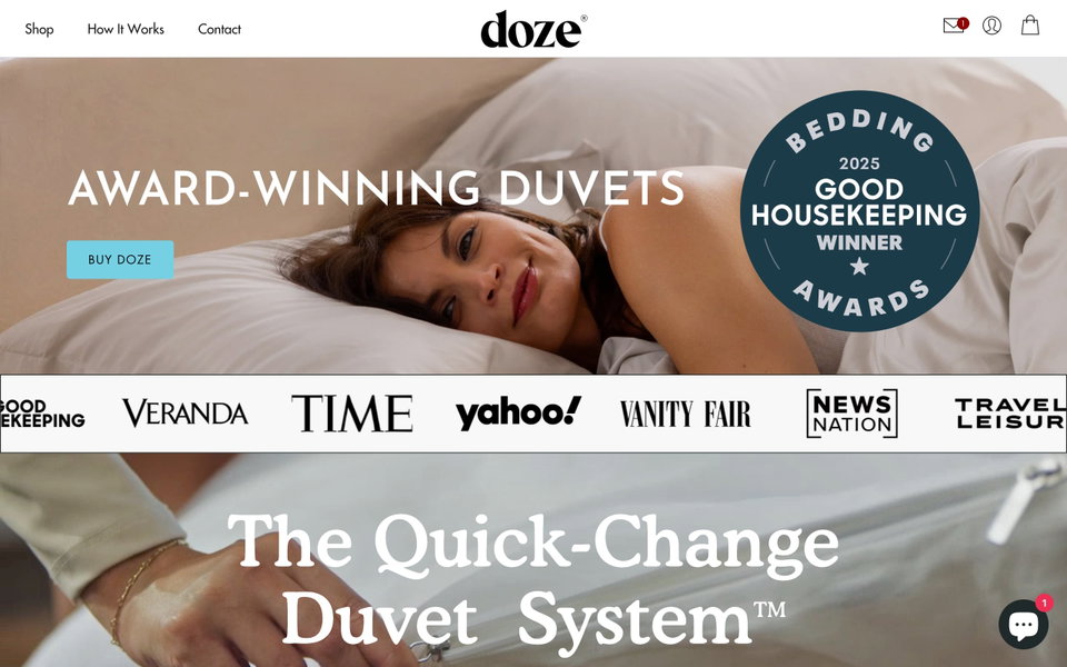 Doze Bedding website