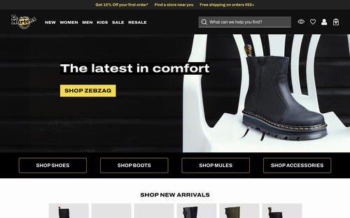 Dr. Martens website screenshot