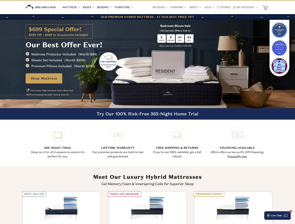 DreamCloud Sleep website
