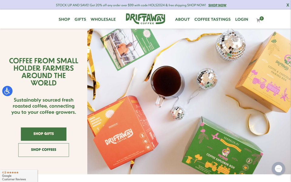 Driftaway Coffee website