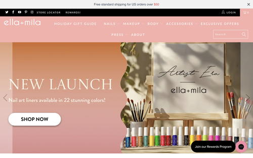 ella+mila website screenshot