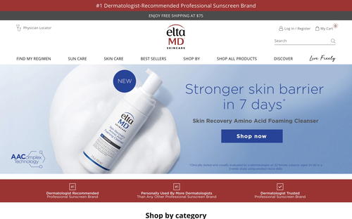 EltaMD Skin Care website screenshot