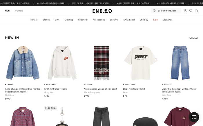 END. Clothing screenshot