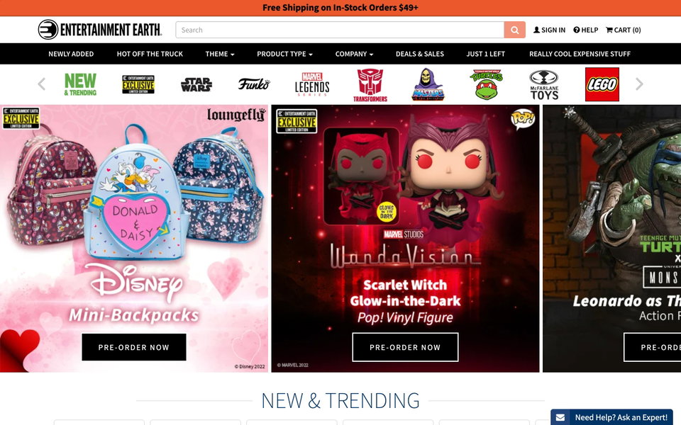Entertainment Earth website