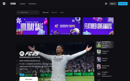 Epic Games website screenshot