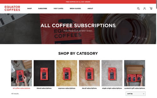 Equator Coffees website screenshot