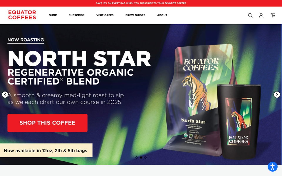 Equator Coffees website