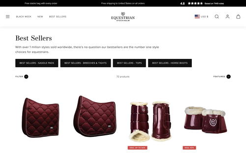 Equestrian Stockholm website screenshot