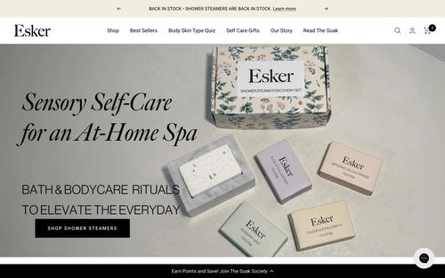 Esker Beauty website screenshot