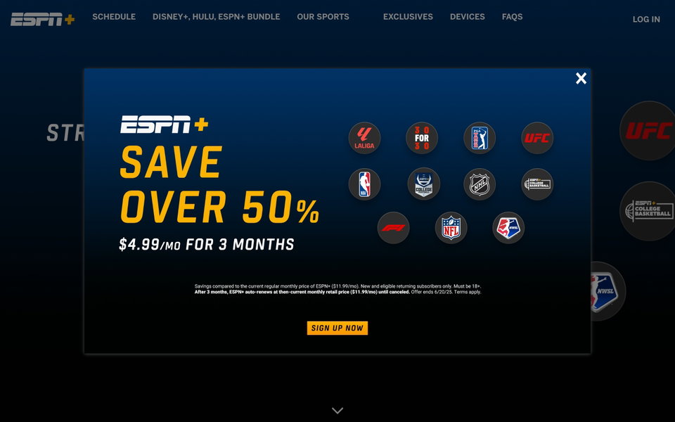 ESPN+ website