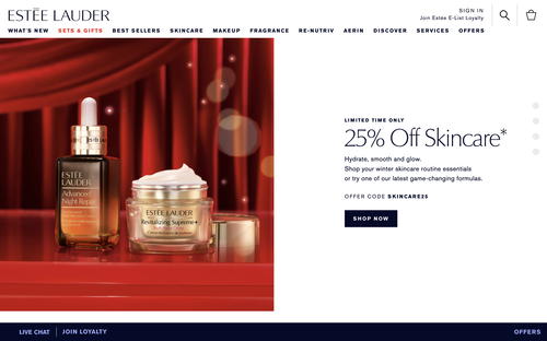 Estée Lauder website screenshot