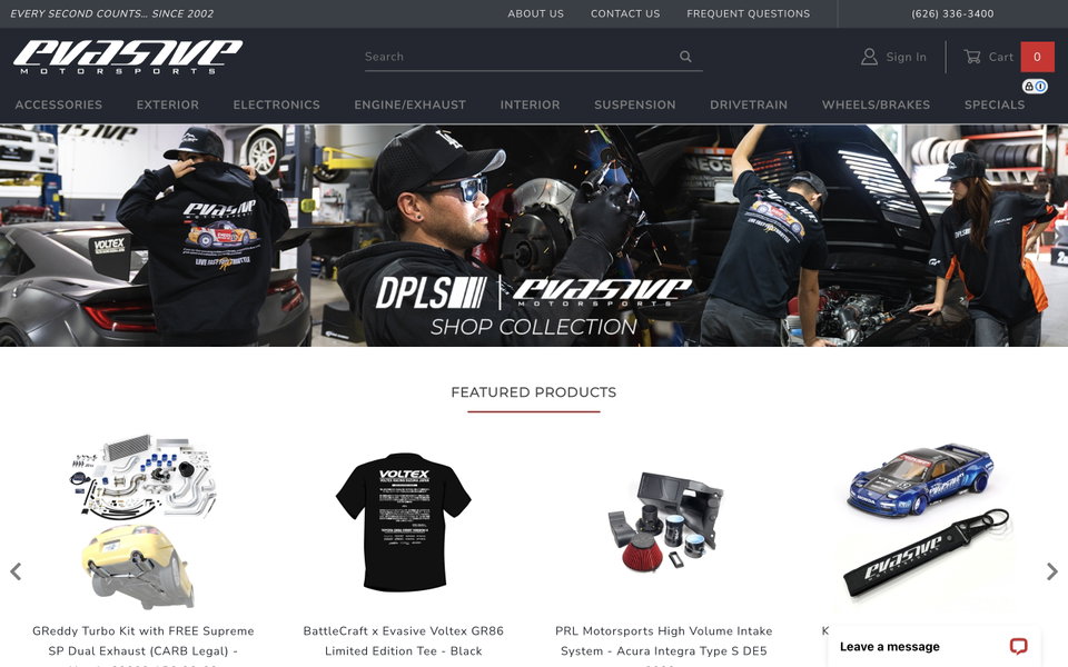 Evasive Motorsports website