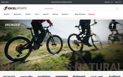 Excel Sports website screenshot