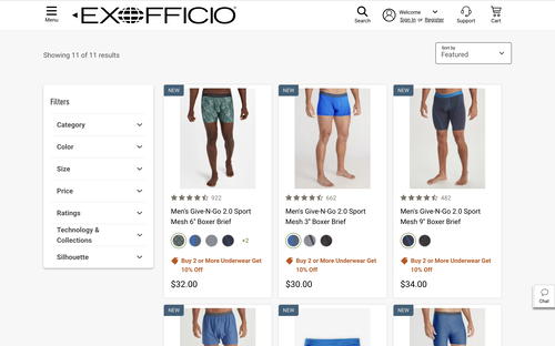 ExOfficio website screenshot