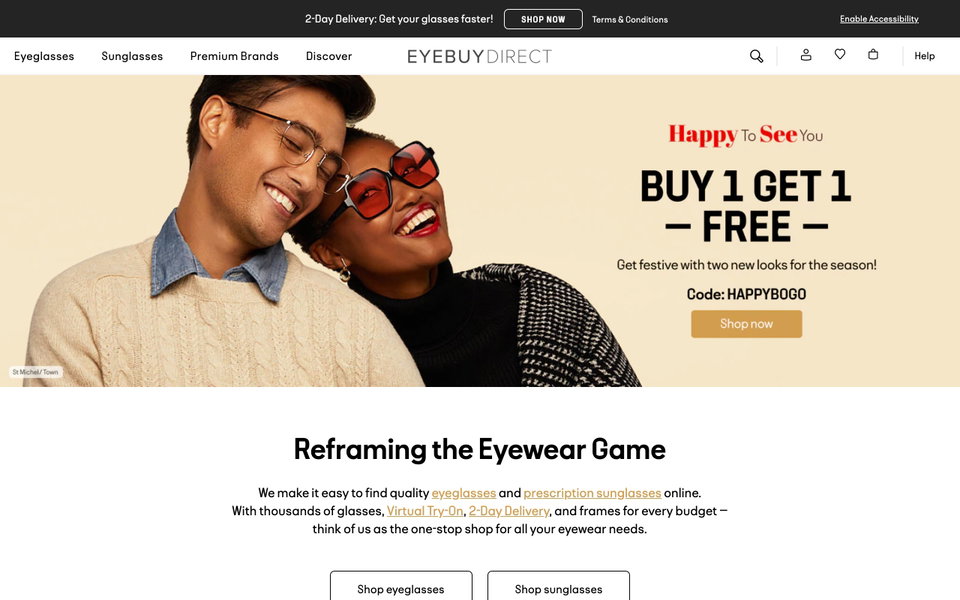 EyeBuyDirect website