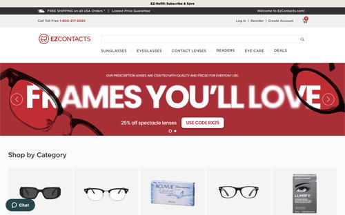 EZContacts website screenshot