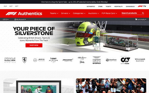 F1 Authentics website screenshot