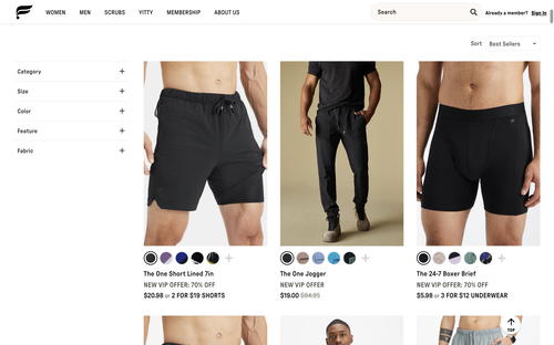 Fabletics website screenshot