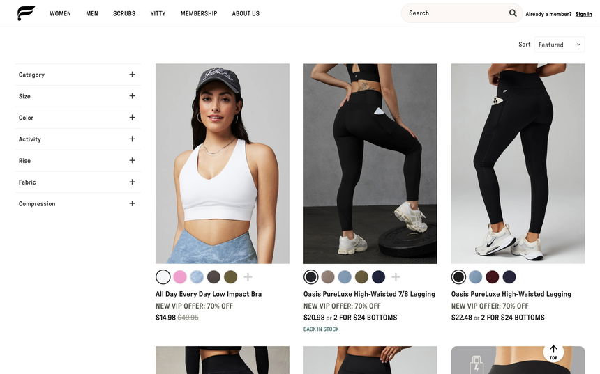 Fabletics on Shomp