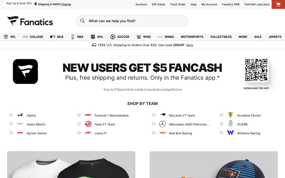 Fanatics website