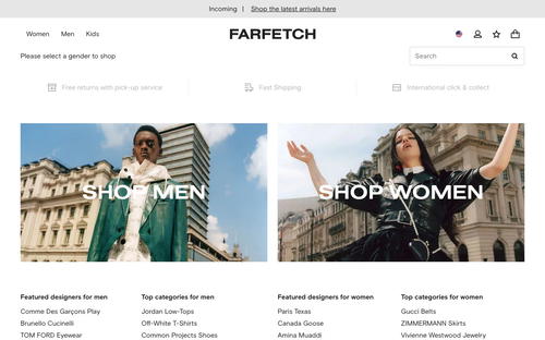 Farfetch website screenshot