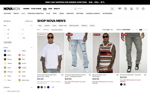 Fashion Nova website screenshot