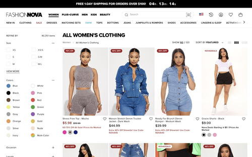 Fashion Nova website screenshot