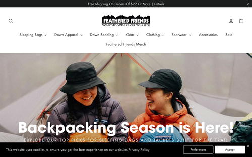 Feathered Friends website screenshot