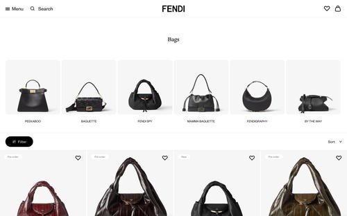 Fendi website screenshot