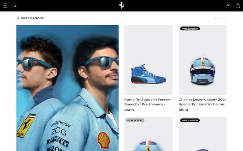 Ferrari website screenshot