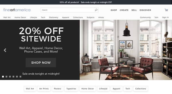 Fine Art America website