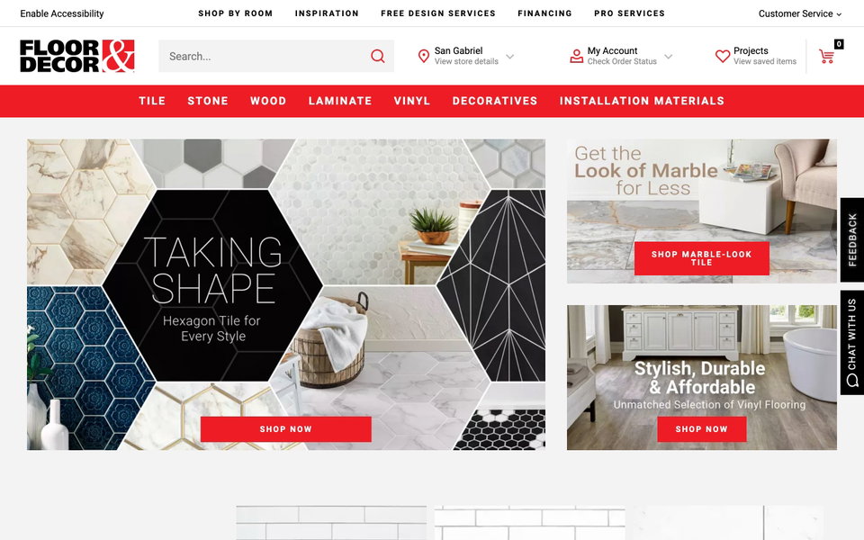 Floor & Decor website